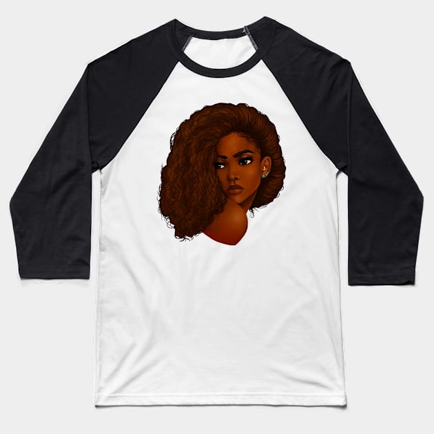 Over The Shoulder | Beautiful Black Woman Art Baseball T-Shirt by kiraJ